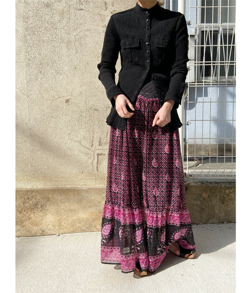 nowos/PRINTED SKIRT(BLACK)