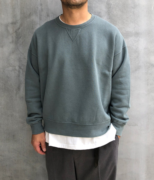 visvim/JUMBO SB SWEAT L/S DMGD (U.D.) (GREEN)