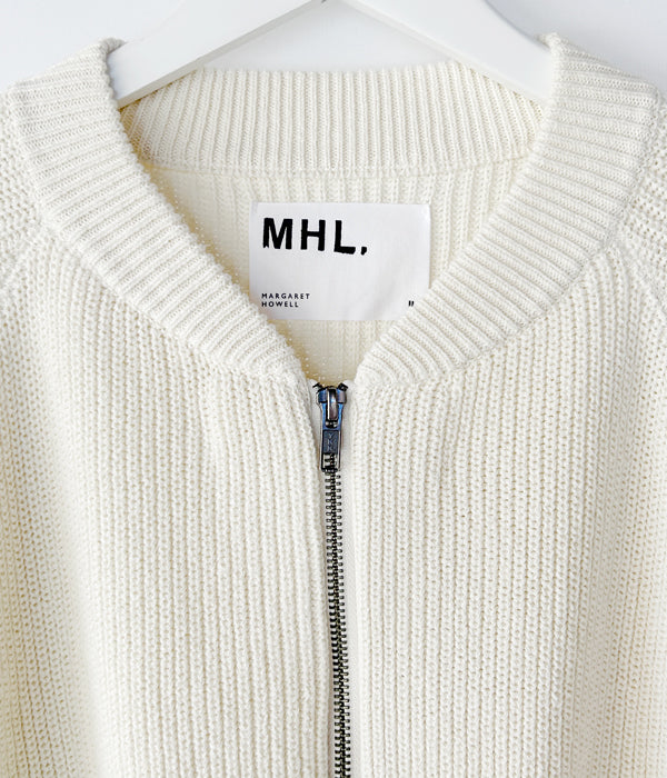 トップス MHL. 2023AW VINTAGE DRY COTTON RIB KNIT MHL./VINTAGE DRY COTTON RIB ZIP KNIT WOMENS (WHITE)