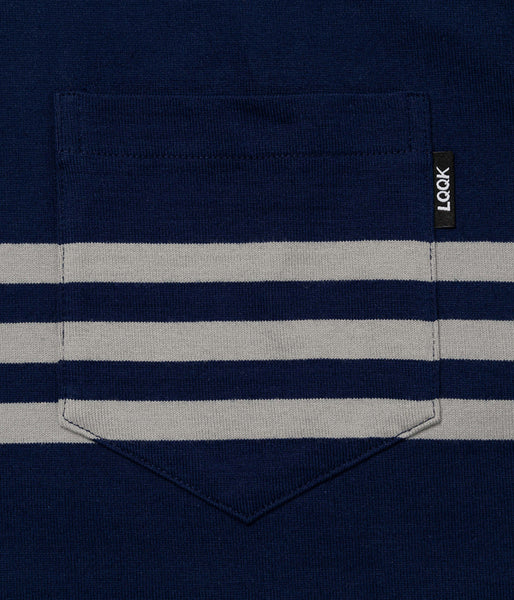 LQQK Studio/L/S RUGBY WEIGHT POCKET TEE (NAVY x GREY)