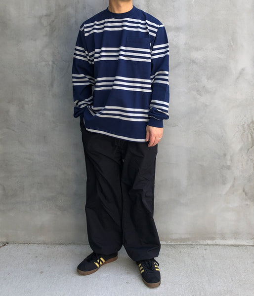 LQQK Studio/L/S RUGBY WEIGHT POCKET TEE (NAVY x GREY)