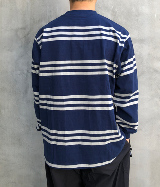 LQQK Studio/L/S RUGBY WEIGHT POCKET TEE (NAVY x GREY)