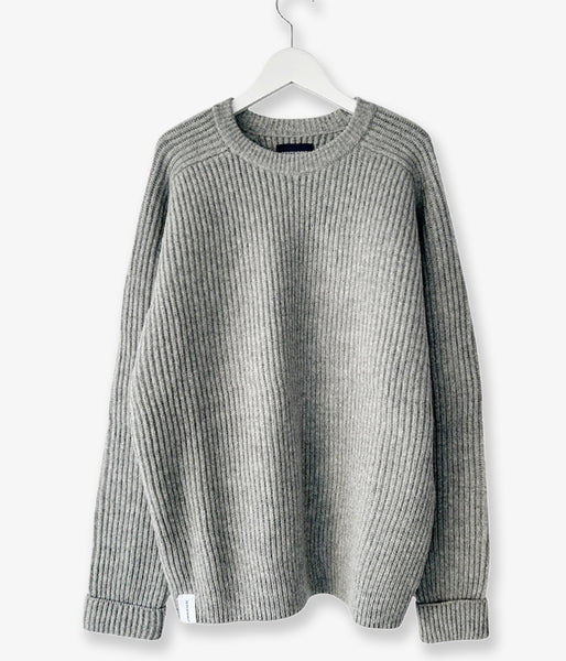 DESCENDANT/CLAM CREW NECK KNIT (GRAY)