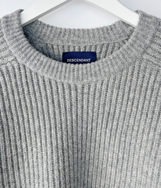DESCENDANT/CLAM CREW NECK KNIT (GRAY)