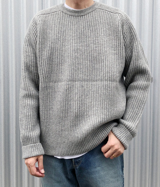 DESCENDANT/CLAM CREW NECK KNIT (GRAY)