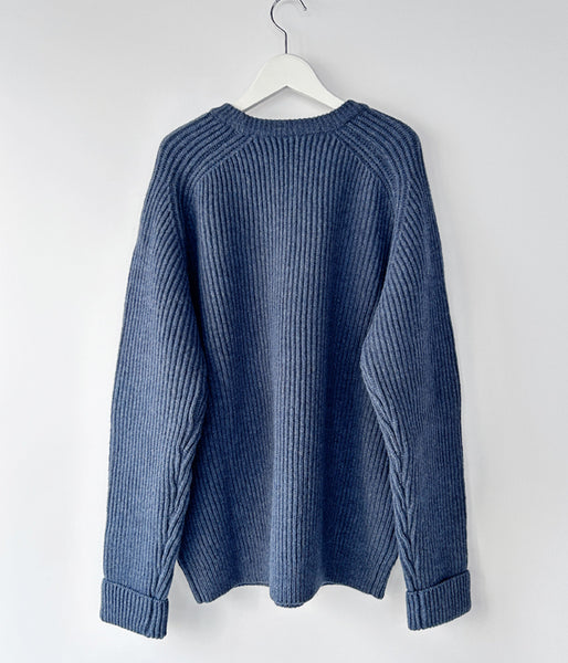 DESCENDANT/CLAM CREW NECK KNIT (NAVY)