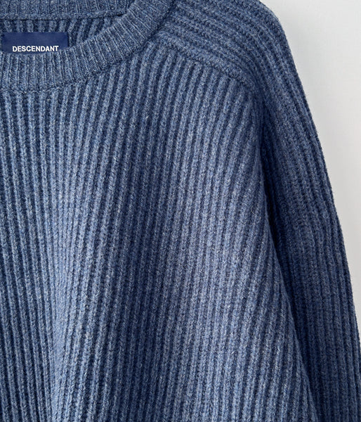 DESCENDANT/CLAM CREW NECK KNIT (NAVY)