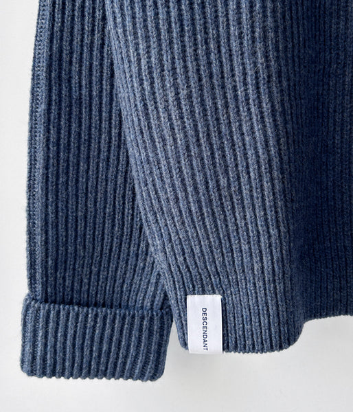 DESCENDANT/CLAM CREW NECK KNIT (NAVY)