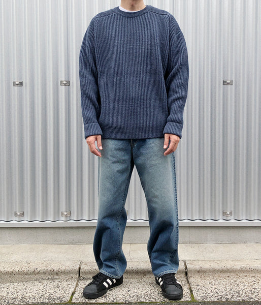 DESCENDANT/CLAM CREW NECK KNIT (NAVY)