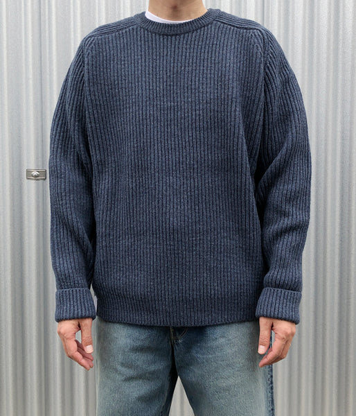 DESCENDANT/CLAM CREW NECK KNIT (NAVY)