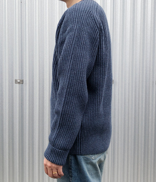 DESCENDANT/CLAM CREW NECK KNIT (NAVY)