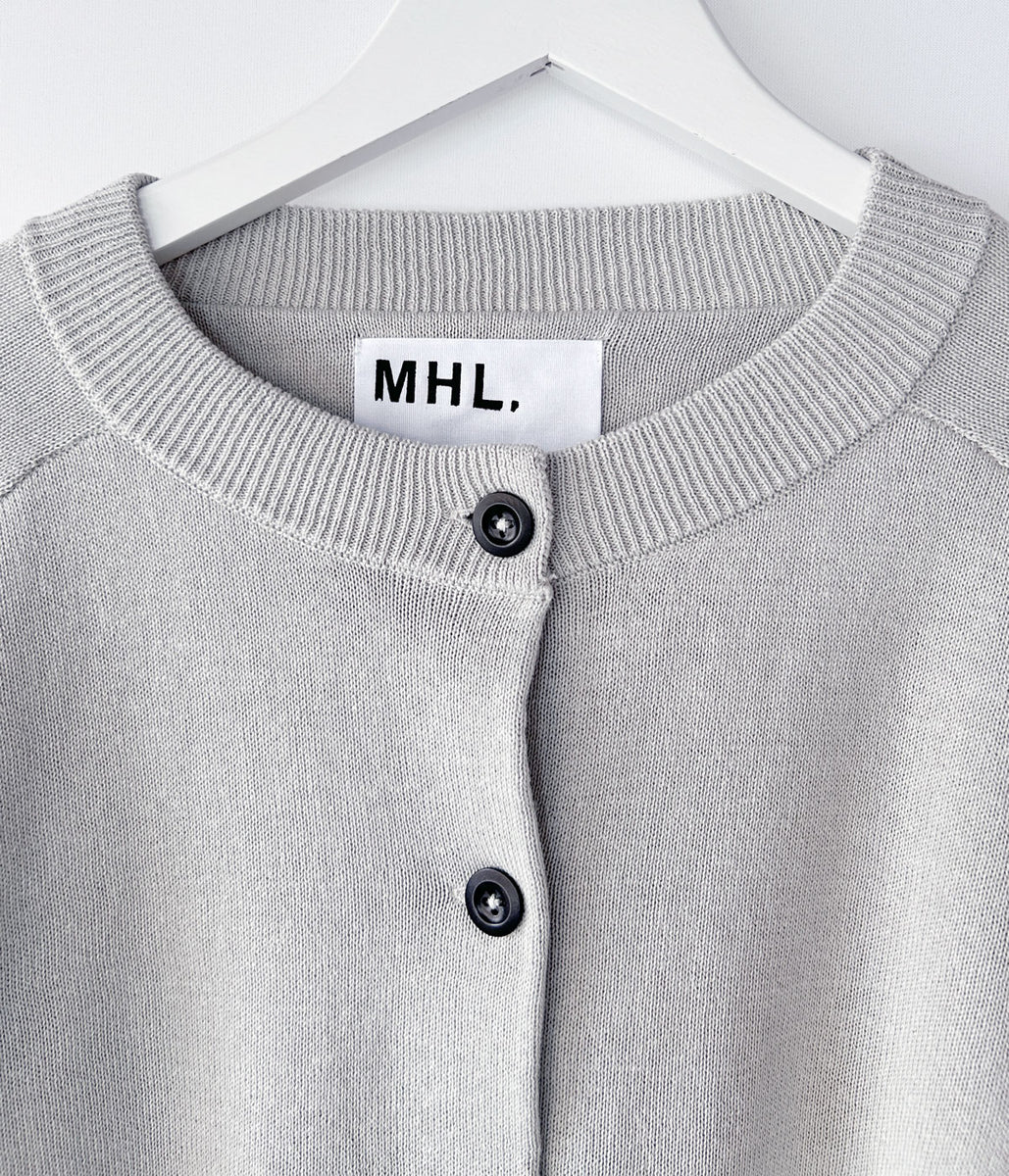 MHL.　コットンカーディガン MHL./COATED DRY COTTON CARDIGAN WOMENS (LIGHT GREY)