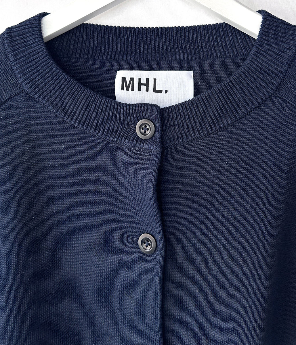 MHL./DRY COTTON LINEN LOOPBACK CARDIGAN (STONE)