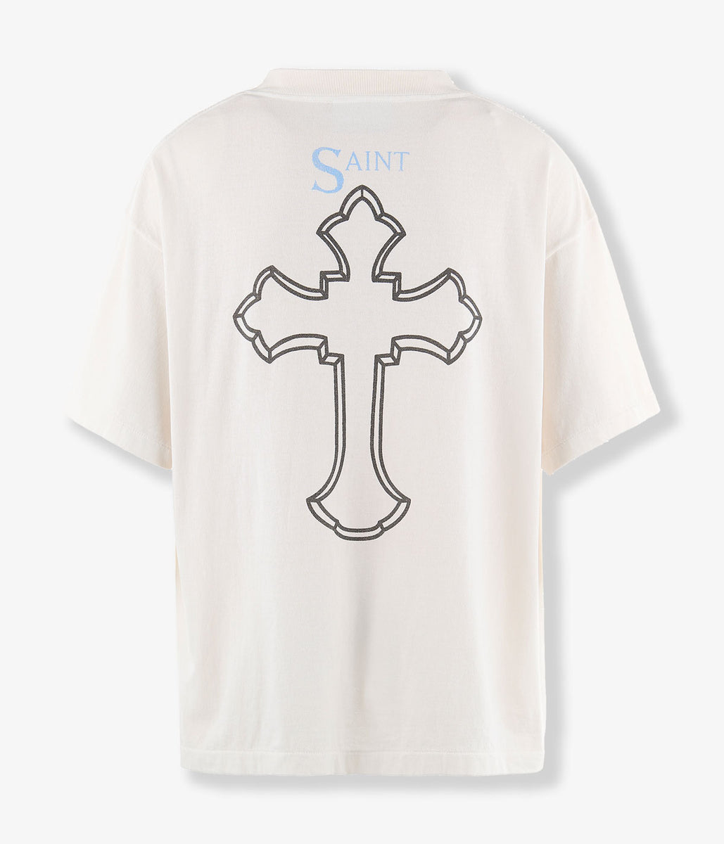 正規 美品 25SS SAINTMICHAEL 2PC_SS TEE 909P▲ SAINT MICHAEL/2PC_SS TEE/2PAC/WHITE