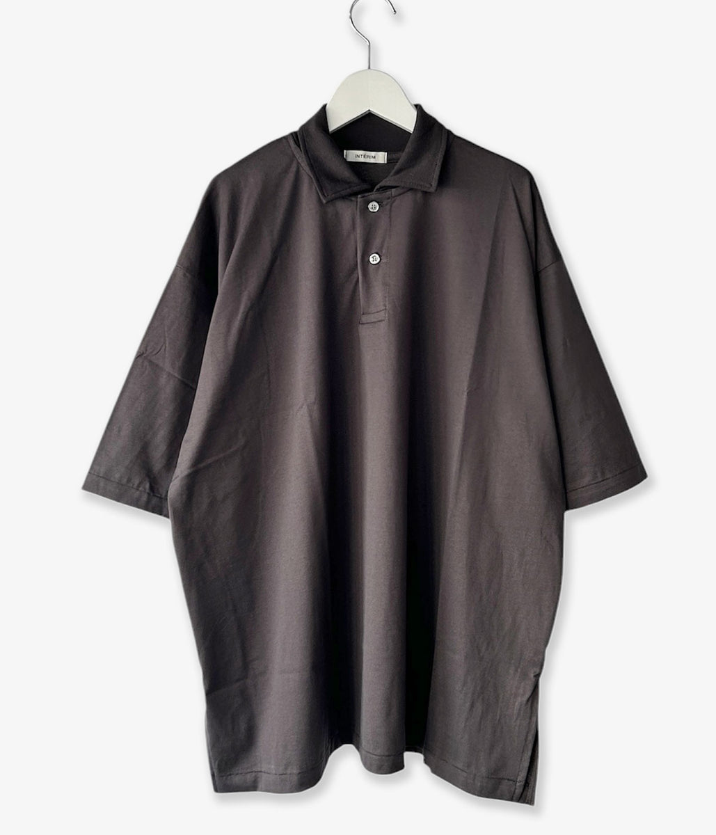 INTERIM/HYPER BIG HIGH GAUGE SUVIN JERSEY POLO SHIRT (SMOKE BLACK)