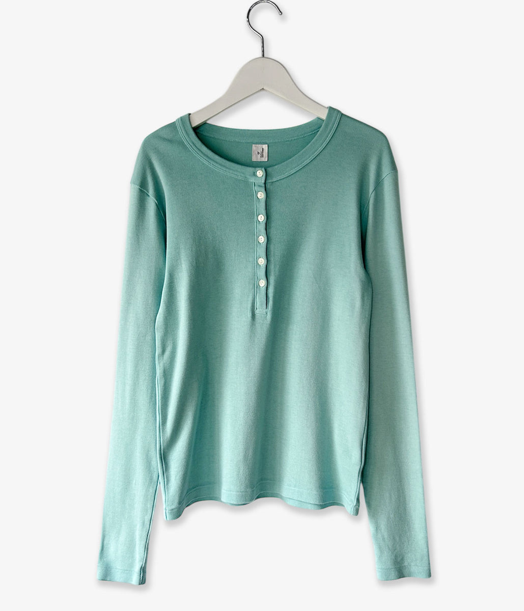blurhms ROOTSTOCK/CLASSIC RIB HENLEY-NECK L/S (FadeSulfurMint)