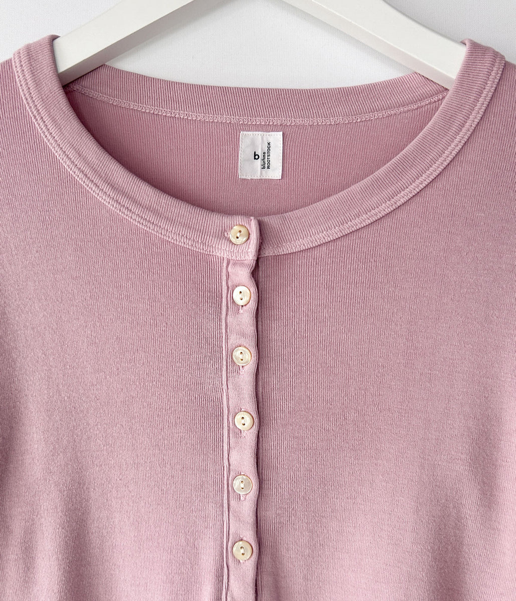 blurhms ROOTSTOCK/CLASSIC RIB HENLEY-NECK L/S (FadeSulfurRose)