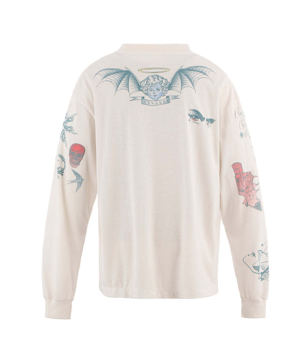SAINT MICHAEL/DW_LS TEE/TATTOO/WHITE