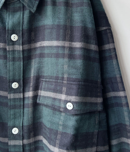 DESCENDANT/VANNING PLAID LS SHIRT (GREEN)