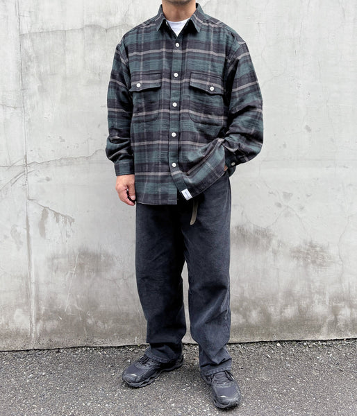 DESCENDANT/VANNING PLAID LS SHIRT (GREEN)
