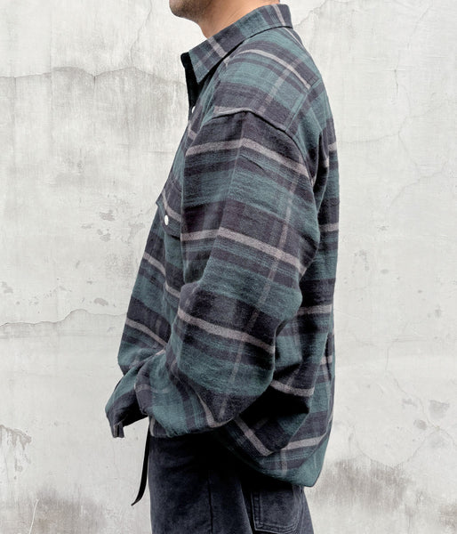 DESCENDANT/VANNING PLAID LS SHIRT (GREEN)