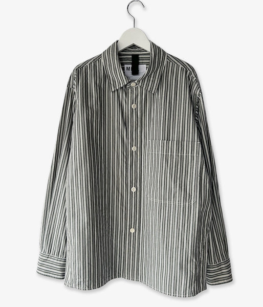 MHL./TWO TONE COTTON STIRIPE SHIRT (DARK GREEN)