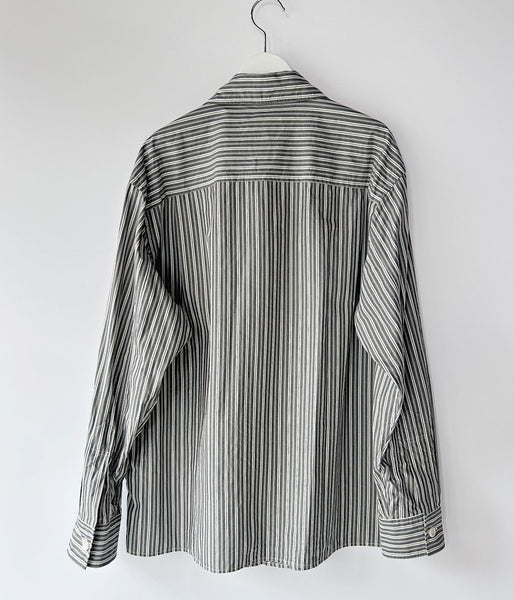 MHL./TWO TONE COTTON STIRIPE SHIRT (DARK GREEN)