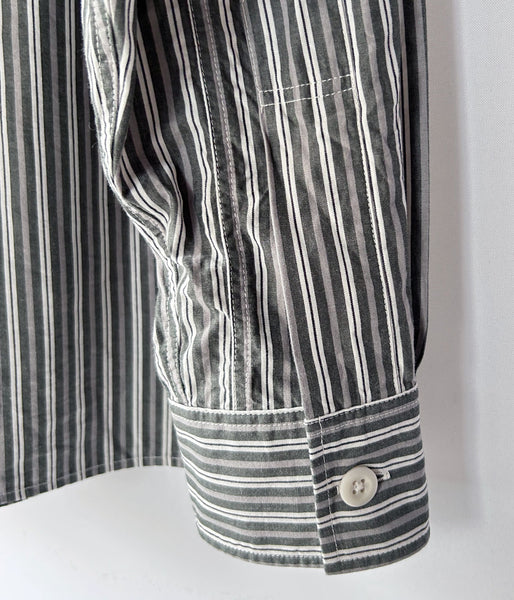 MHL./TWO TONE COTTON STIRIPE SHIRT (DARK GREEN)