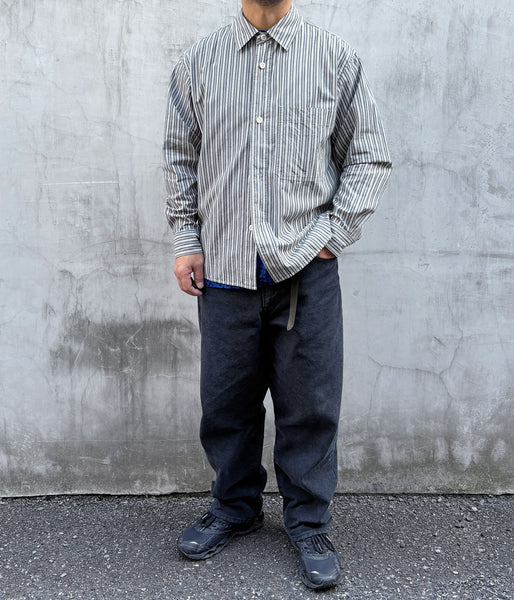 MHL./TWO TONE COTTON STIRIPE SHIRT (DARK GREEN)