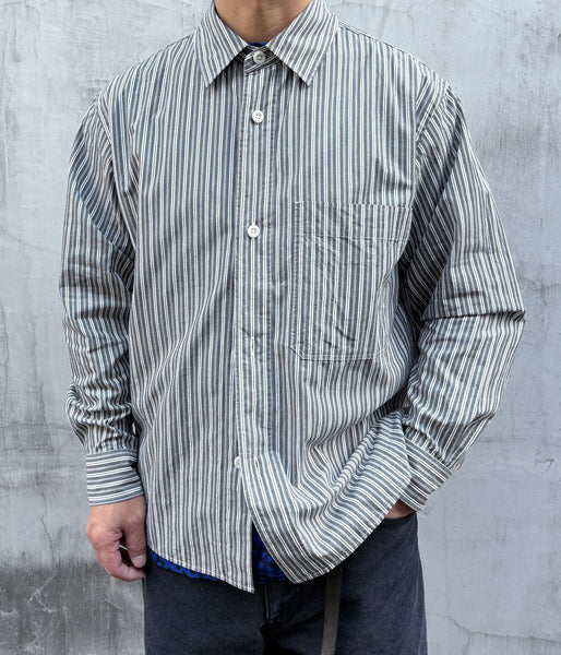 MHL./TWO TONE COTTON STIRIPE SHIRT (DARK GREEN)