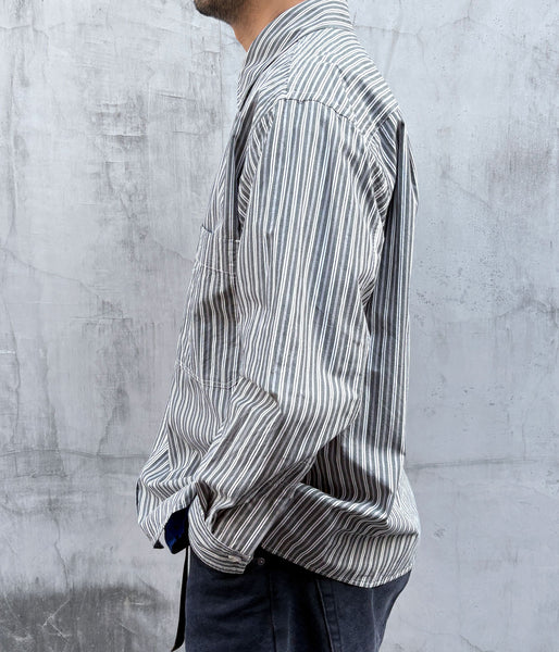 MHL./TWO TONE COTTON STIRIPE SHIRT (DARK GREEN)