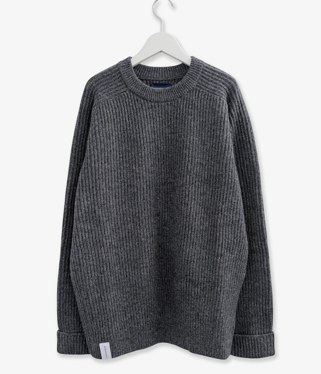 DESCENDANT/CLAM CREW NECK KNIT (GRAY)
