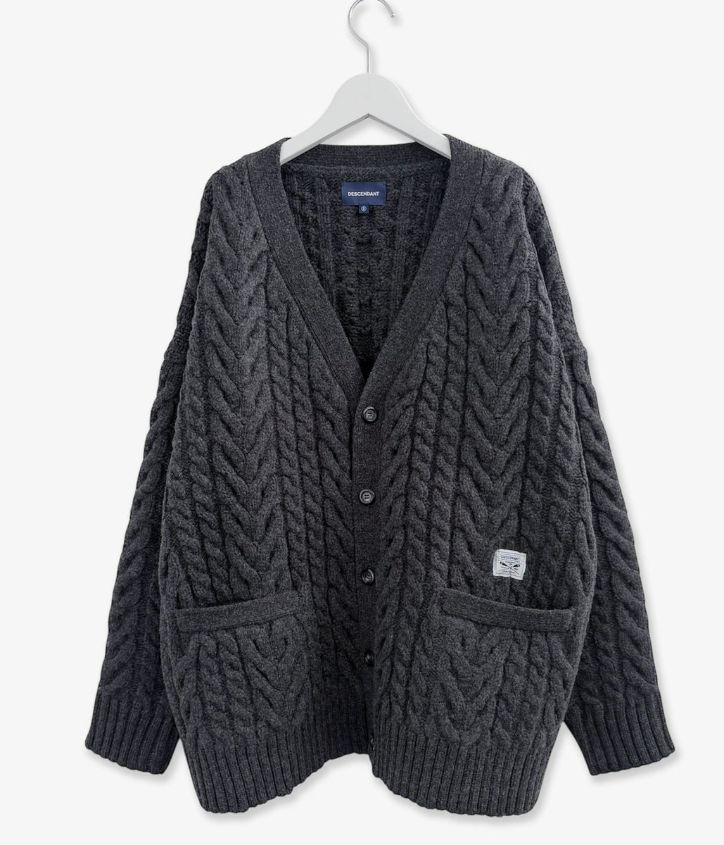 DESCENDANT NURSE KNIT CARDIGAN GRAY サイズ2 DESCENDANT/NURSE KNIT CARDIGAN (CHARCOAL)