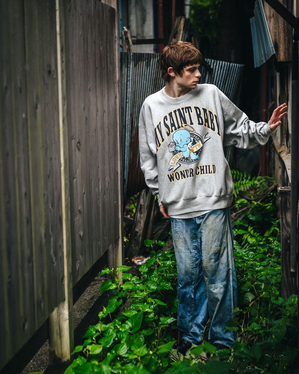 SAINT MICHAEL/CRW NECK SWT/BABY MICAHEL/GRY