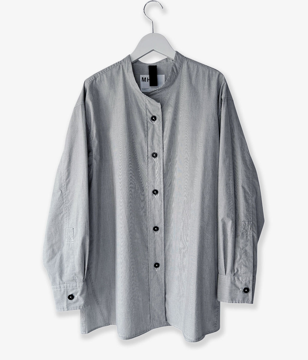 MHL./WORN COTTON HAIRLINE STRIPE SHIRT WOMENS (DRAB)