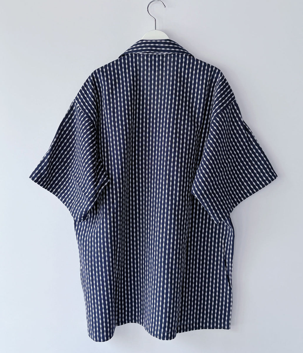 DESCENDANT/PIER OPEN COLLAR TEXTILE SS SHIRT (NAVY)