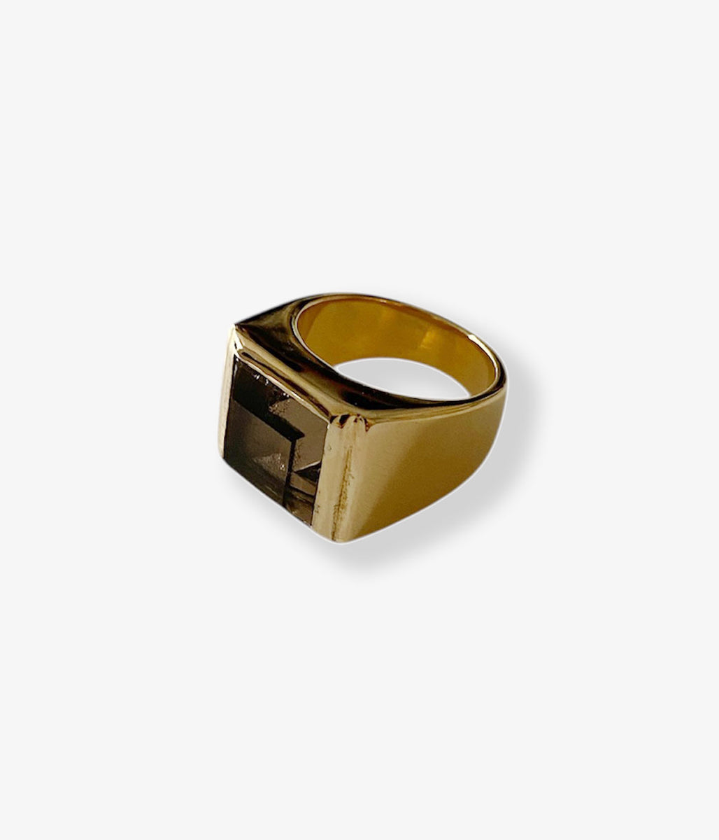 R.ALAGAN/GRAND FATHER RING(GOLD/SMOKY QUARTZ)