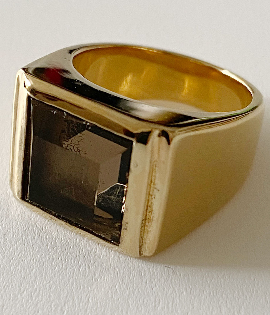 R.ALAGAN/GRAND FATHER RING(GOLD/SMOKY QUARTZ)