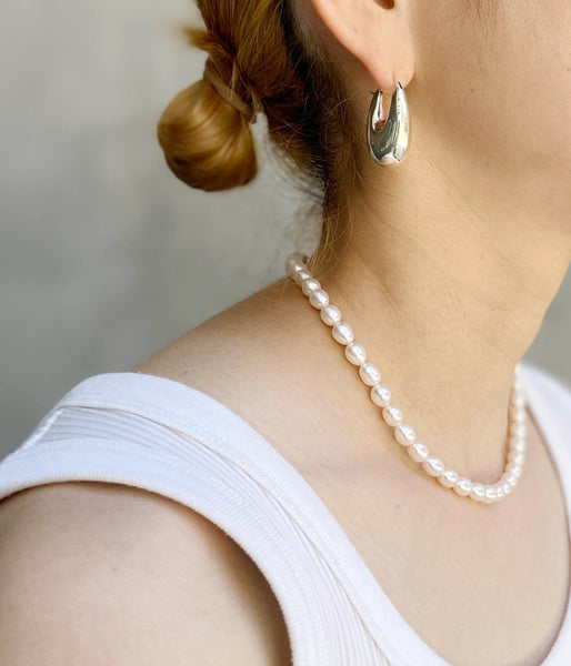 R.ALAGAN/SMALL OVAL PEARL NECKLACE
