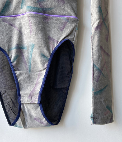 FUMIKA_UCHIDA/FLOCKY PRINTED TULLE DOUBLE-FRONT BODYSUIT(GREY)