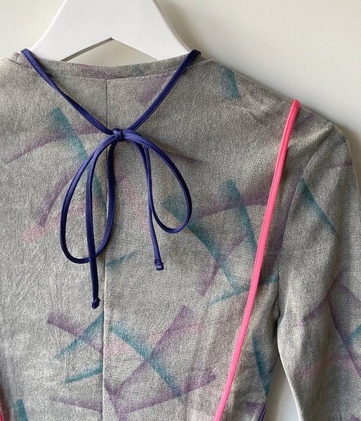 FUMIKA_UCHIDA/FLOCKY PRINTED TULLE DOUBLE-FRONT BODYSUIT(GREY)