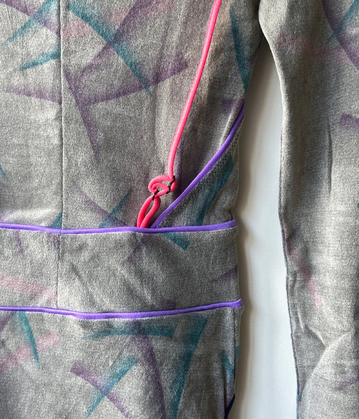 FUMIKA_UCHIDA/FLOCKY PRINTED TULLE DOUBLE-FRONT BODYSUIT(GREY)