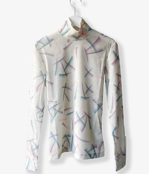 FUMIKA_UCHIDA/FLOCKY PRINTED TULLE TURTLENECK TOP(IVORY)