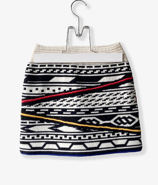 FUMIKA_UCHIDA/JACQUARD KNITTED MINI SKIRT(BLACK×WHITE PATTERN)