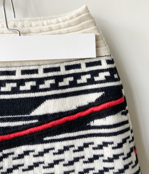 FUMIKA_UCHIDA/JACQUARD KNITTED MINI SKIRT(BLACK×WHITE PATTERN)