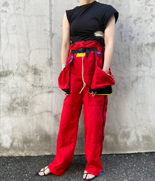 FUMIKA_UCHIDA/NYLON DOUBLE KNEE OVER PANTS(RED)
