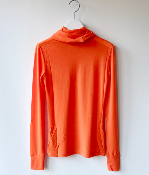 FUMIKA_UCHIDA/NYLON RIBBED NECK HOODED TOP(ORANGE)