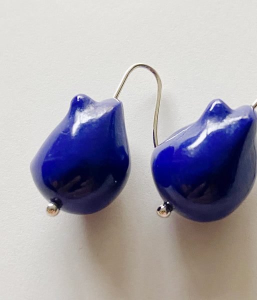 R.ALAGAN/DISTORTED STONE EARRINGS(LAPIS)