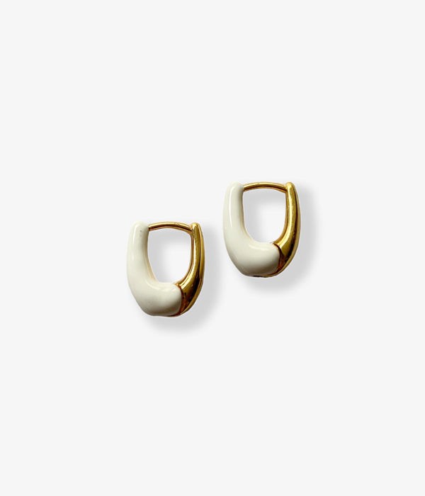 R.ALAGAN/DIPPED TINY TINY PUFFY HOOPS(IVORY/GOLD)