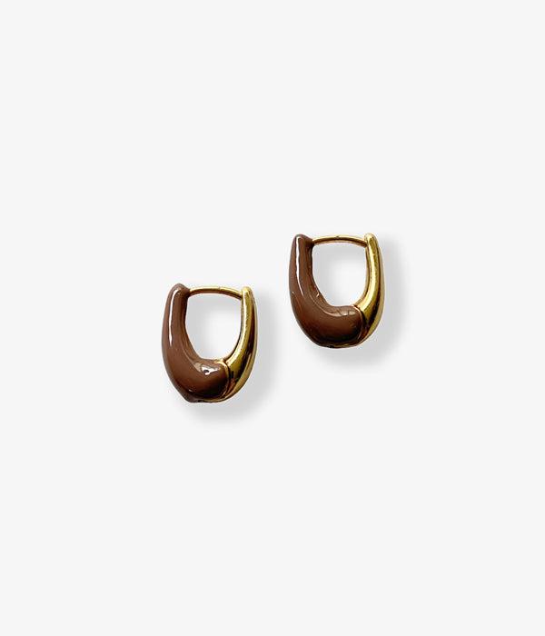 R.ALAGAN/DIPPED TINY TINY PUFFY HOOPS(RED BROWN/GOLD)